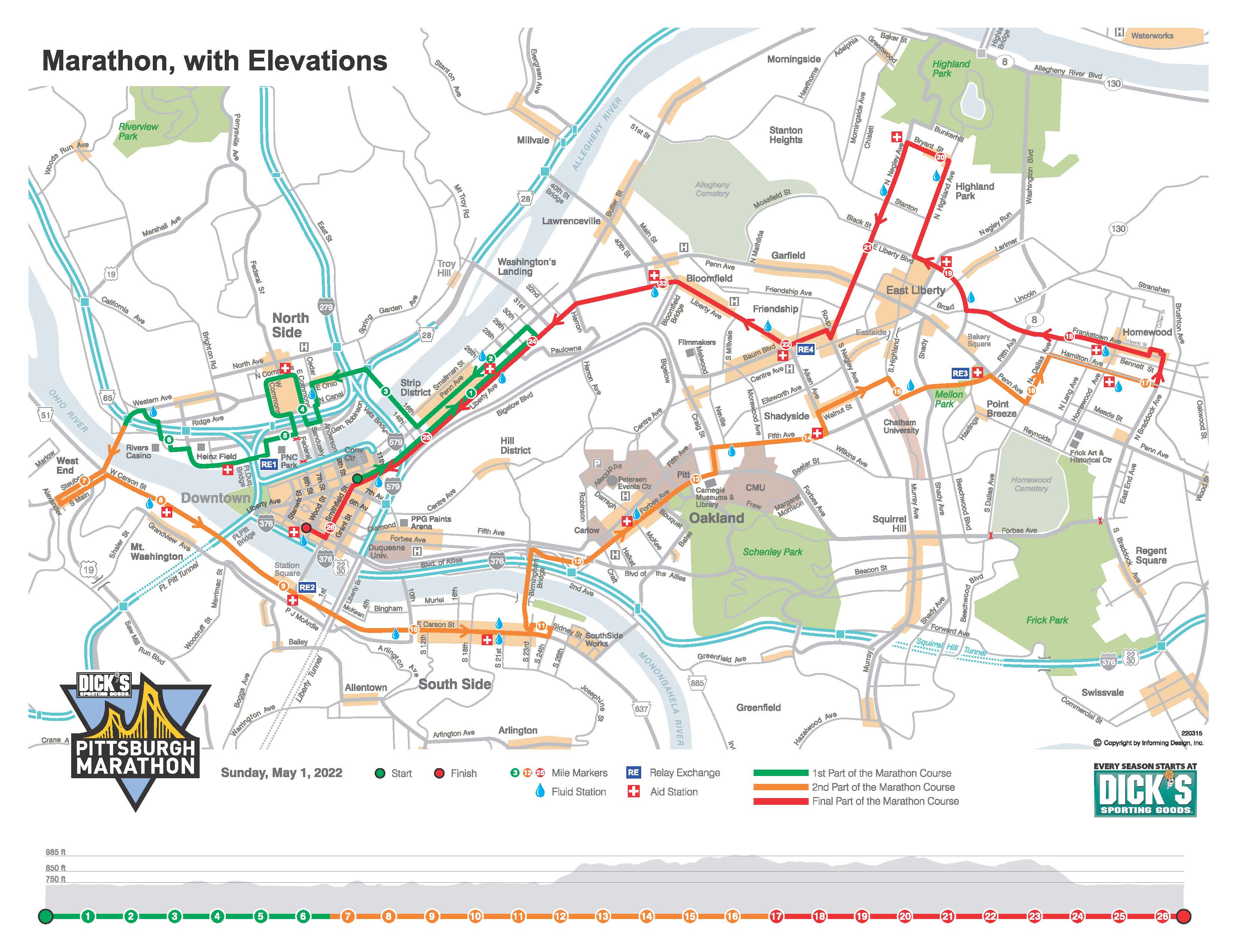 Pittsburgh Marathon 2022 Sunday Map